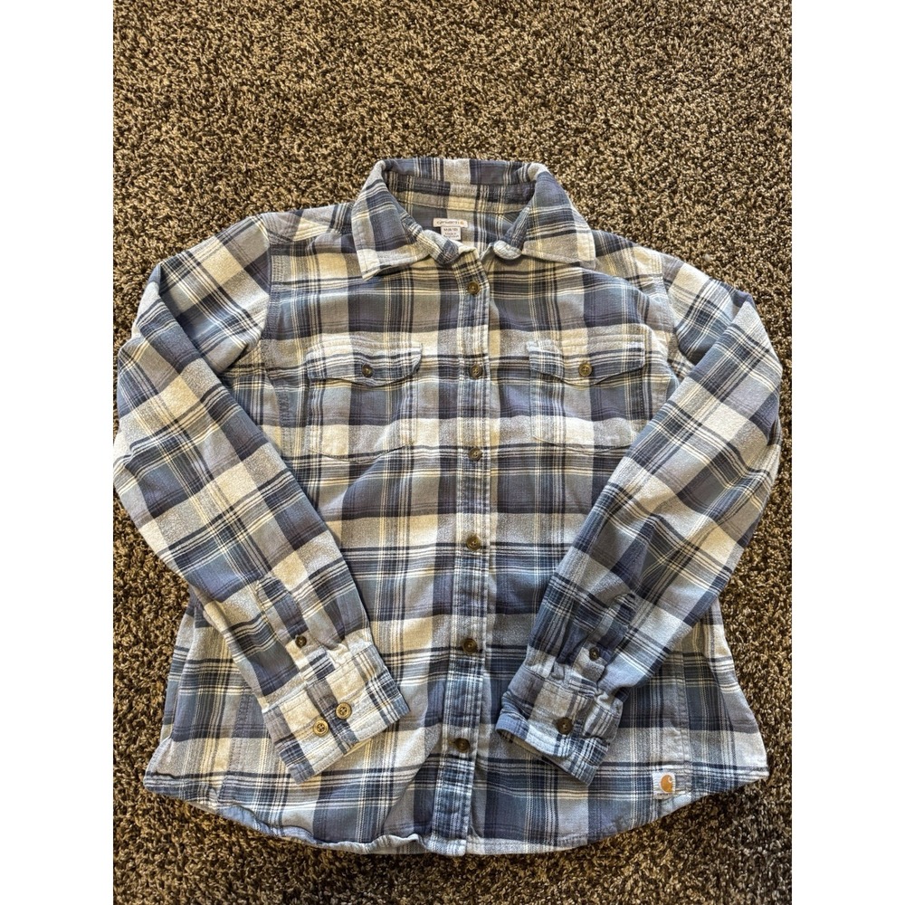 Carhartt Women's Plaid Button Up Long Sleeve Collar Shirt Medium (8/10)